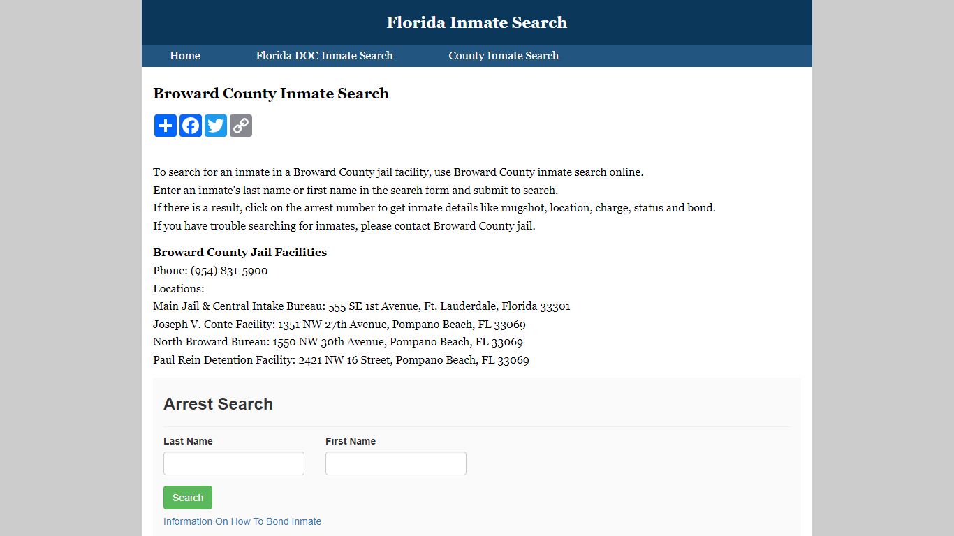 Broward County Inmate Search